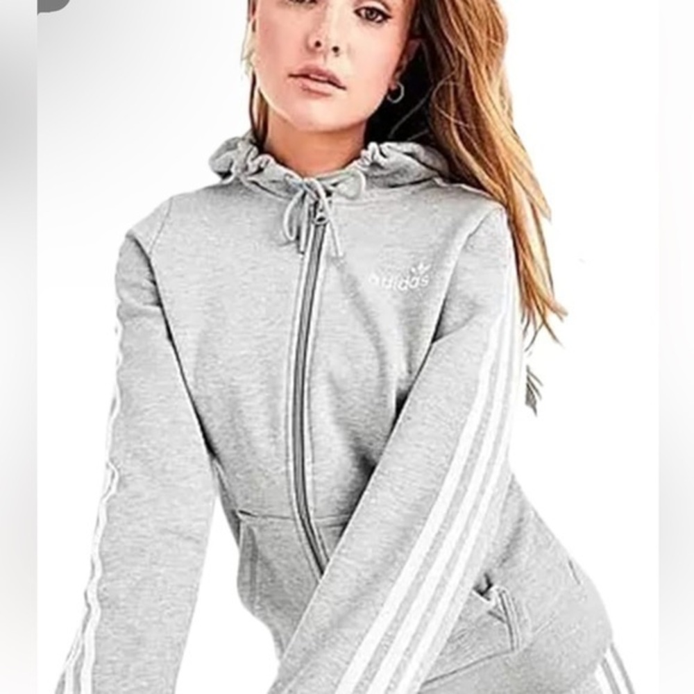 Adidas Originals 3-Stripes Full-Zip Womens Active Hoodie & Pants, Top L, PantsXL